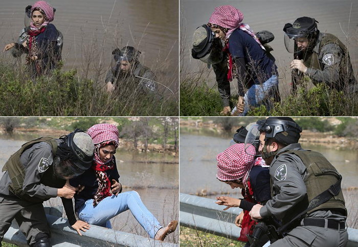 (تصاویر) بازداشت دختر فلسطینی با پای برهنه