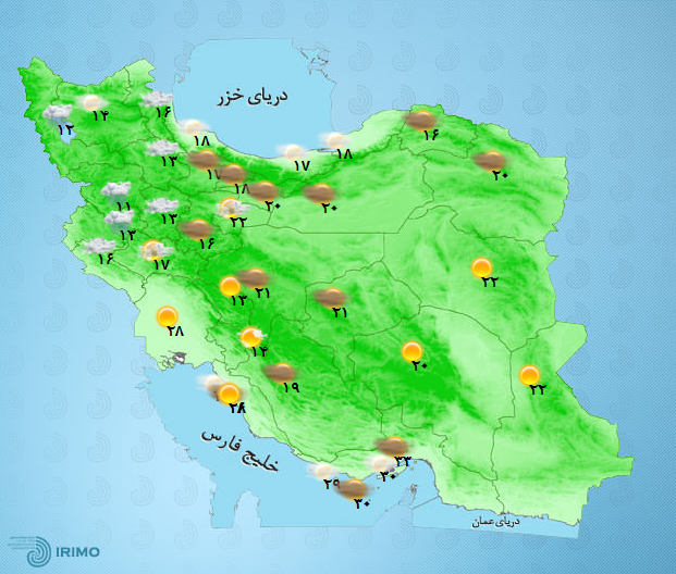 پیش‌بینی وضعیت آب و هوای تهران فردا پنجشنبه ۱۳ آبان ///////////۱۴۰۰