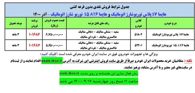 فروش نقدی و بدون قرعه‌کشی دو محصول ایران خودرو