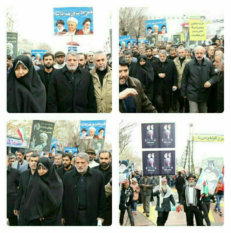 (تصویر) فرزندان آیت‌الله هاشمی در راهپیمایی ۲۲ بهمن