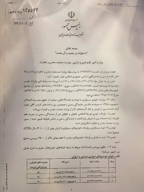 (تصاویر) دستورالعمل جدید واردات خودرو اعلام شد