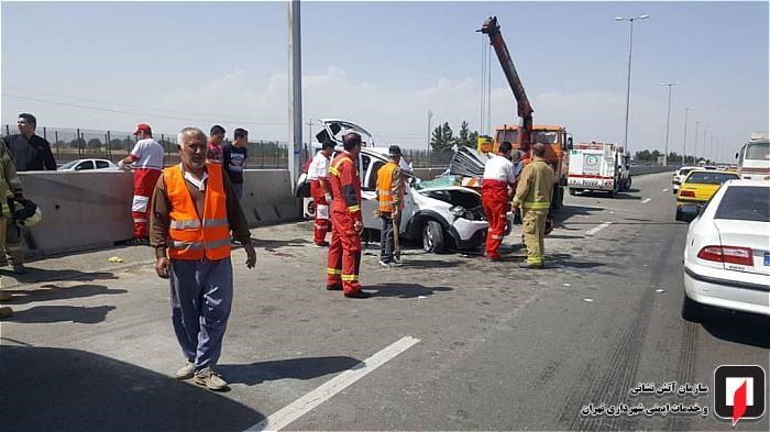 (تصاویر) تصادف شدید ساندرو و مرگ زوج جوان در آزادراه تهران-قم