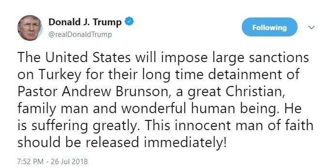 ترامپ ترکیه را به اعمال تحریم‌های بزرگ تهدید کرد