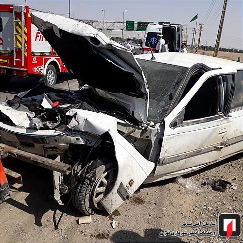 (تصاویر) تصادف پژو با نیوجرسی در جاده خاوران