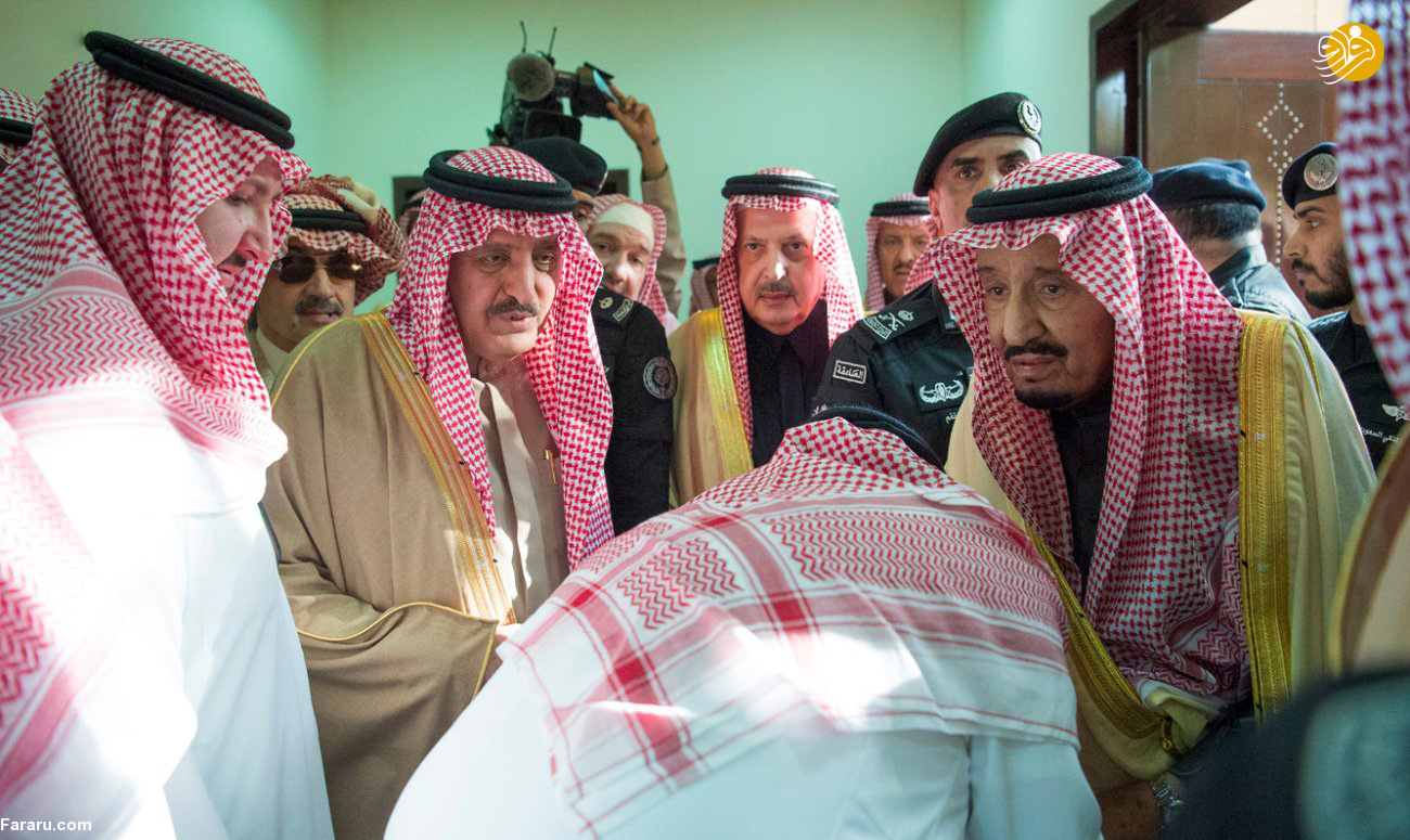 (تصاویر) اندوه ملک سلمان در تشییع جنازه برادرش
