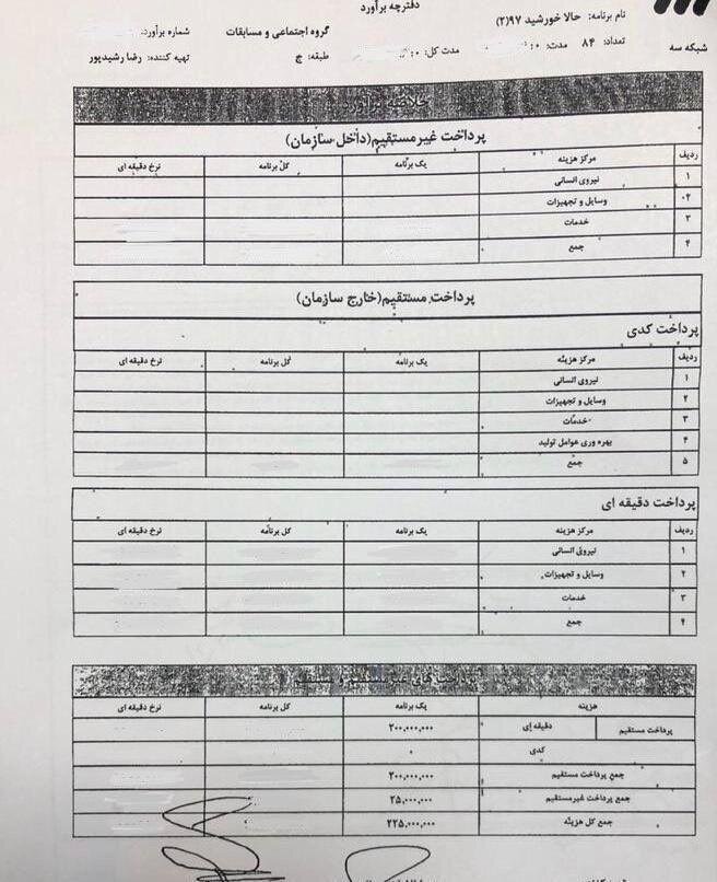 پاسخ شبکه سه به اتهام دستمزد ۴۵۰میلیونی رشیدپور