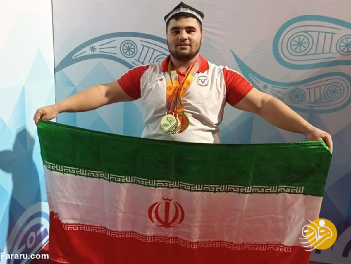 (عکس) هتریک طلایی بچه غول ایرانی در وزنه‌برداری