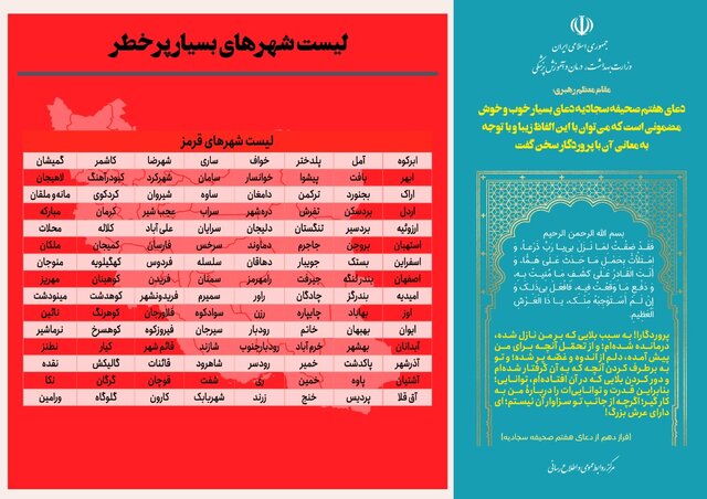 ۱۲۰ شهر در وضعیت قرمز کرونا