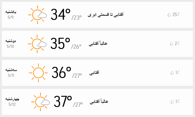 دمای تهران 