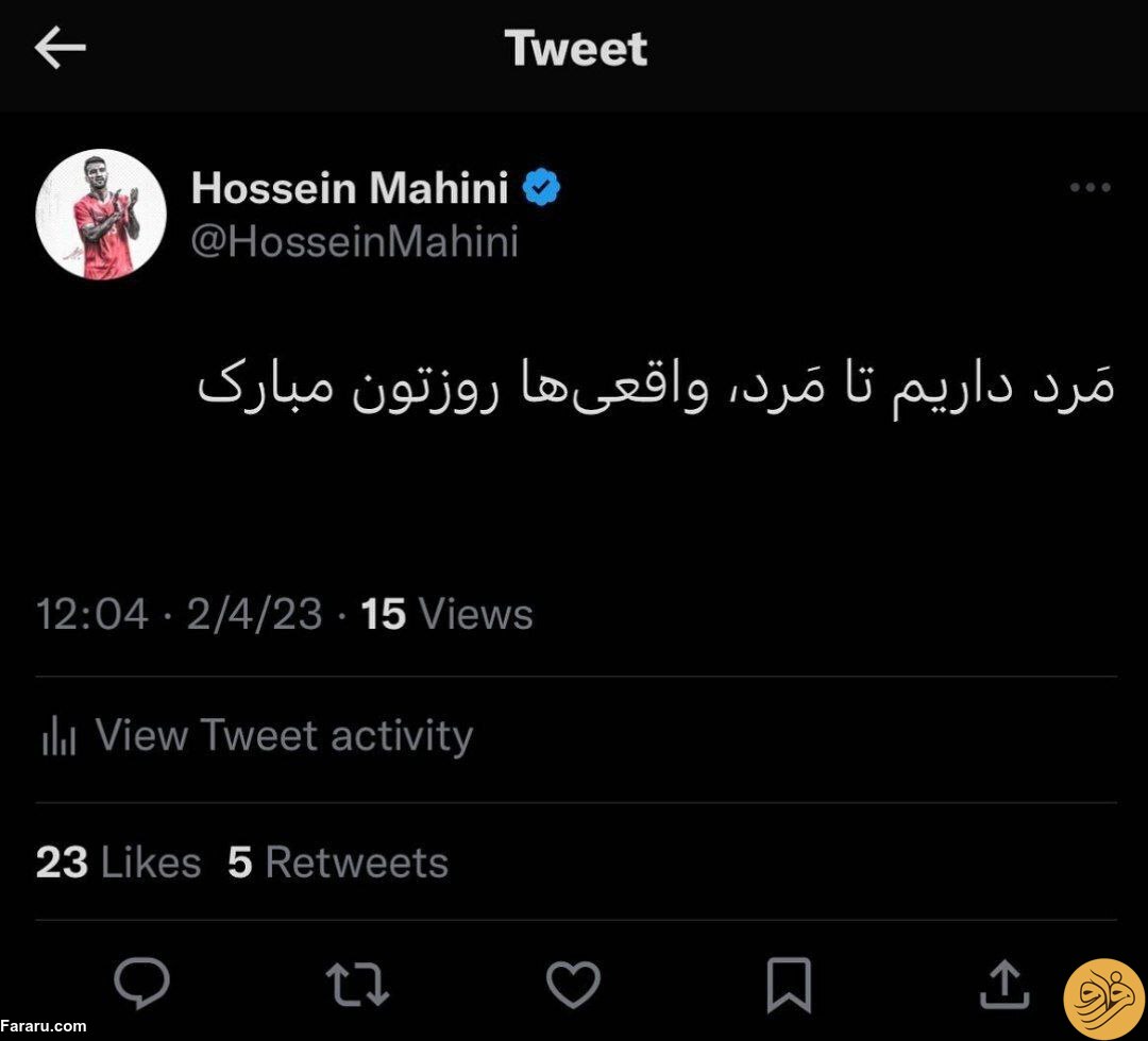 (عکس) کنایه تندوتیز حسین ماهینی درباره روز مرد