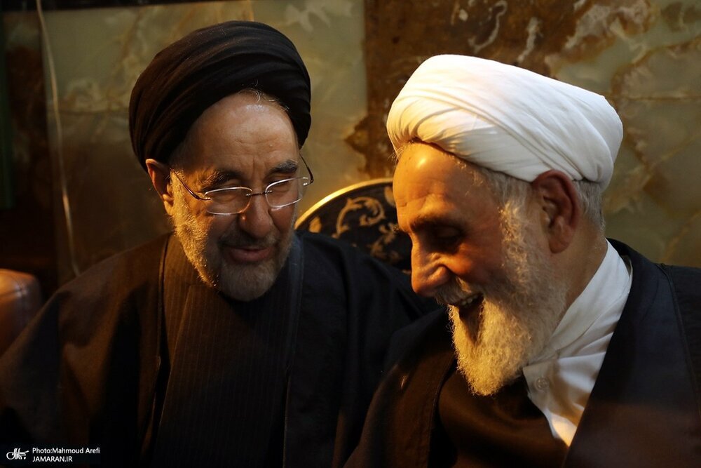 (تصاویر) گپ و گفت خاتمی، ناطق نوری و جهانگیری در مراسم خاص