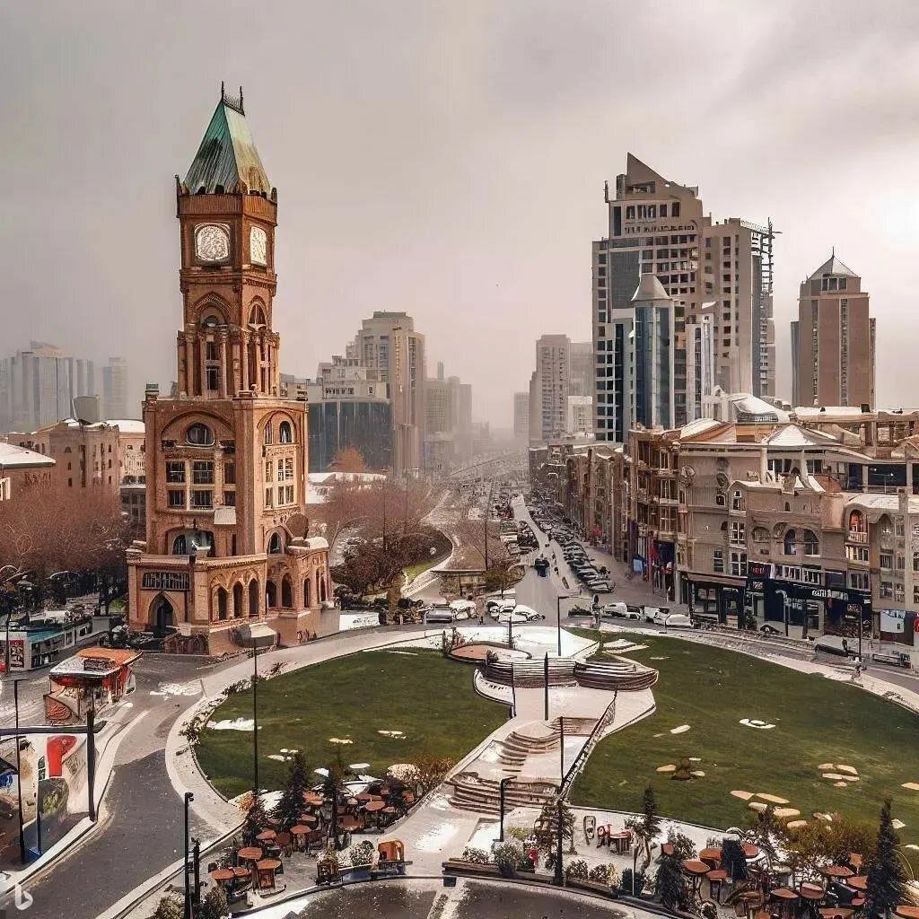 (تصاویر) پیش‌بینی شگفت‌انگیز هوش مصنوعی از شهر تبریز در ۱۰۰ سال آینده!