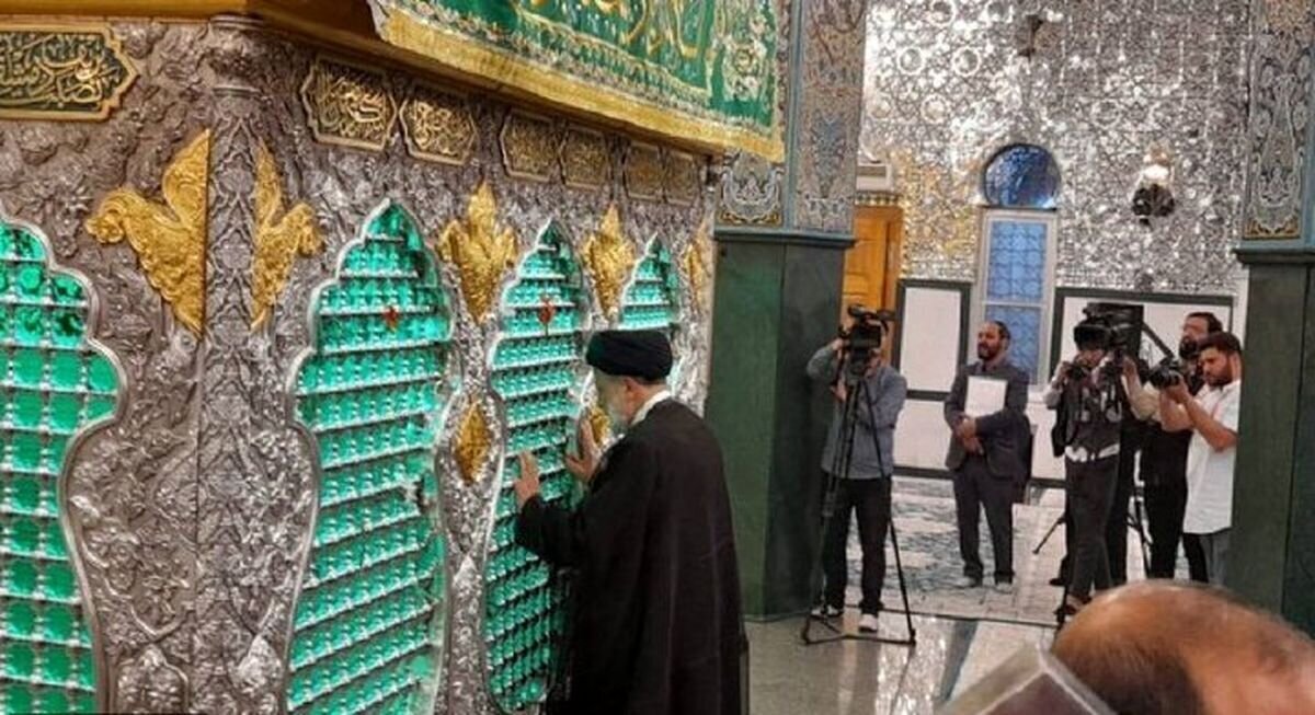 (تصاویر) زیارت و نماز رئیسی در حرم حضرت زینب (س)