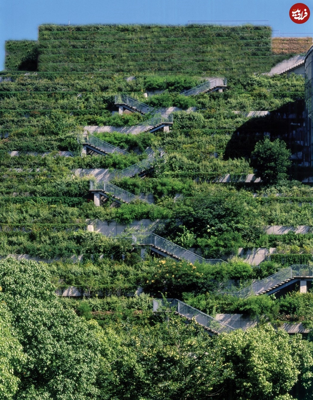 ساختمان مدرن ژاپنی که شبیه یک تپۀ جنگلی است!