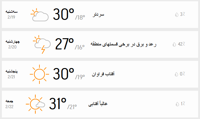 دمای هوای تهران