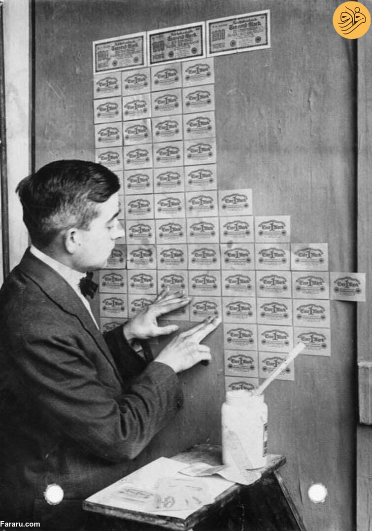 تصاویری عجیب از ابرتورم آلمان؛ یک قرص نان به قیمت هزار میلیارد مارک!