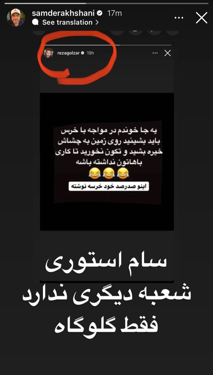 (تصویر) سام درخشانی محمدرضا گلزار را متهم به سرقت جوک کرد!