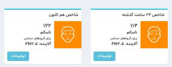 شاخص آلودگی هوای تهران؛ امروز ۲۵ بهمن
