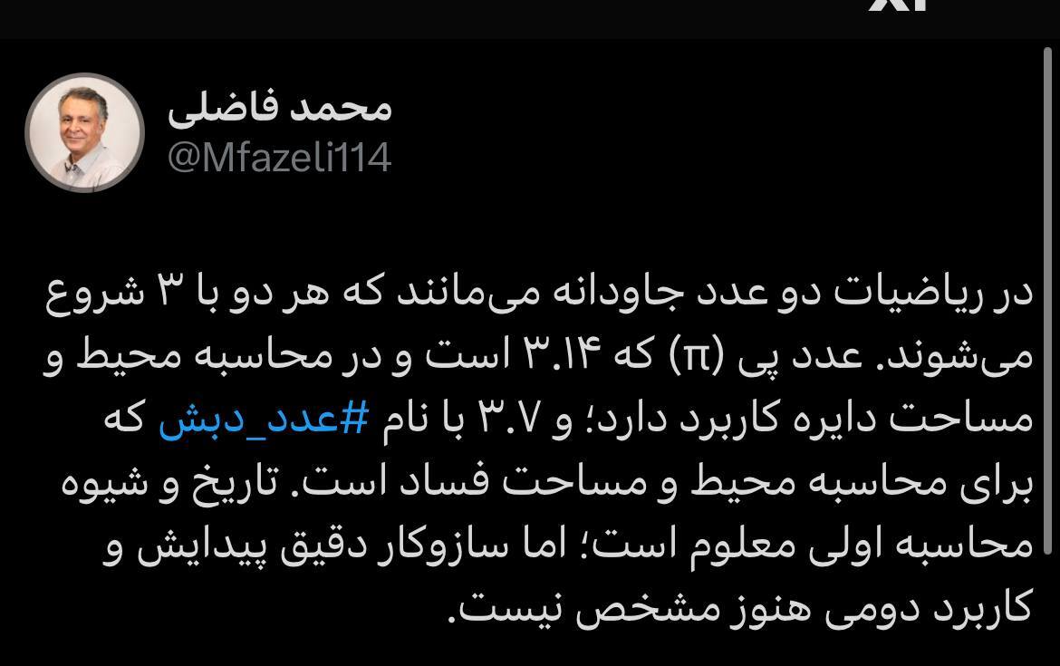 محمد فاضلی: عدد دبش در تاریخ ریاضیات حکمرانی، به یادگار می‌ماند!