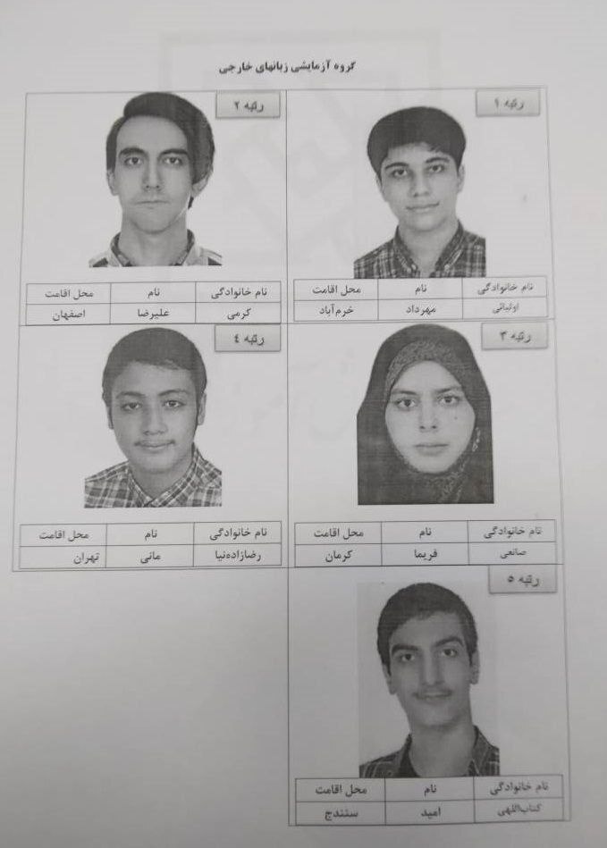 اسامی رتبه‌های برتر کنکور