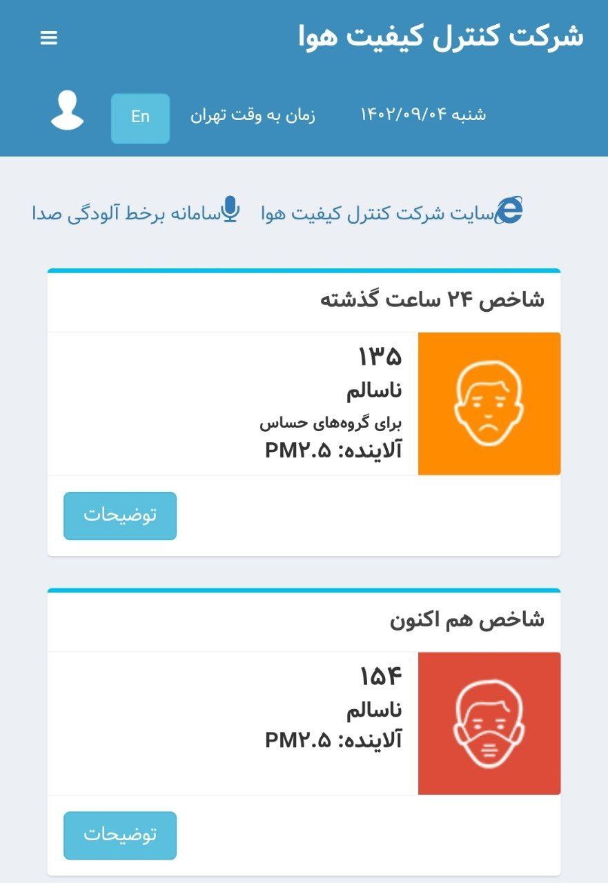 کیفیت هوای تهران