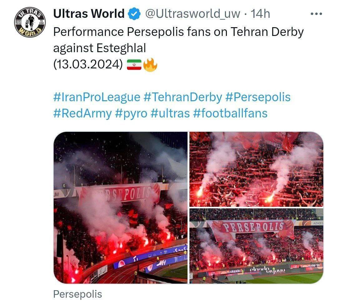 (عکس) بازتاب جهانی حرکات هواداران پرسپولیس و استقلال در دربی