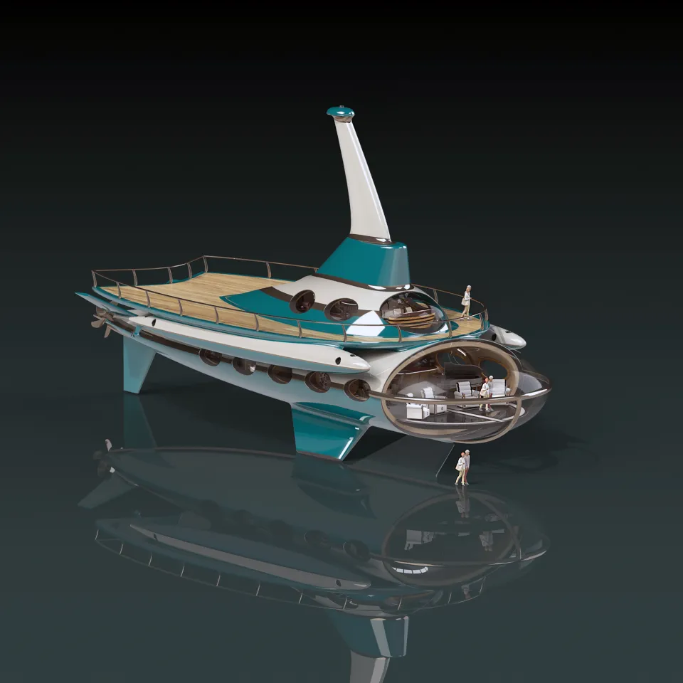 (تصاویر) طراحی خیره کننده برای ساخت لاکچری‌ترین زیردریایی جهان به شکل یک ماهی