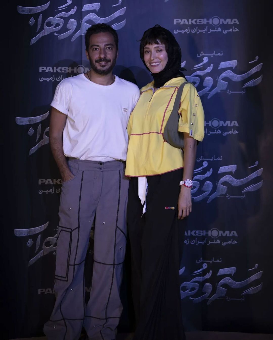 (تصویر) استایل متفاوت نوید و فرشته در پشت‌صحنه یک نمایش