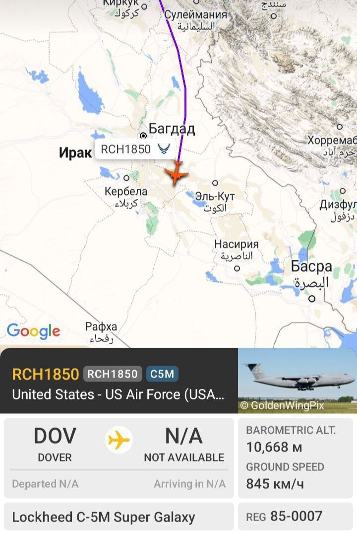 (تصویر) ورود مشکوک هواپیمای باری ارتش آمریکا به آسمان عراق؛ رادار به صورت ناگهانی خاموش شد!