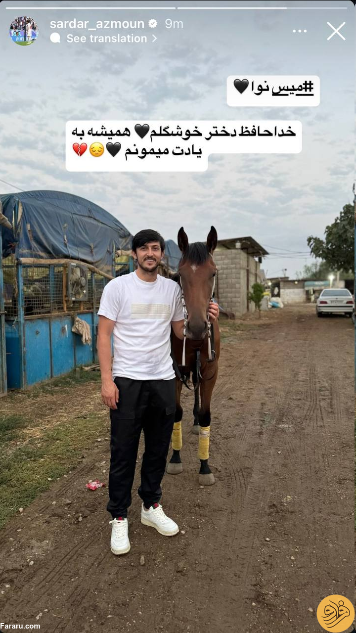 (عکس) استوری غمگین سردار آزمون بعد از مرگ اسبش!