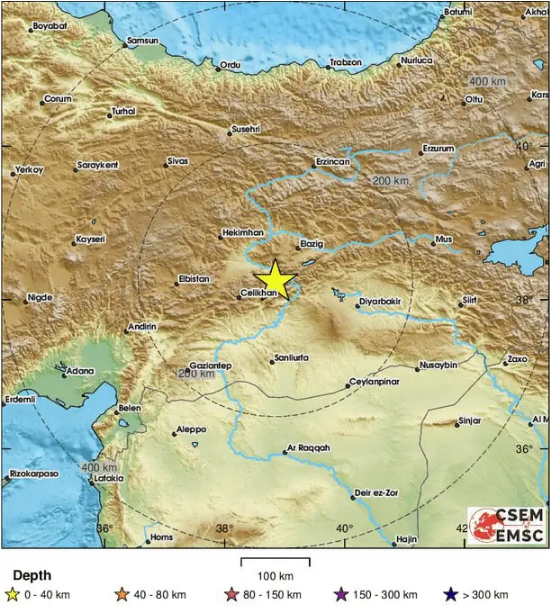 زلزله ۶.۱ ریشتری در جنوب شرق ترکیه