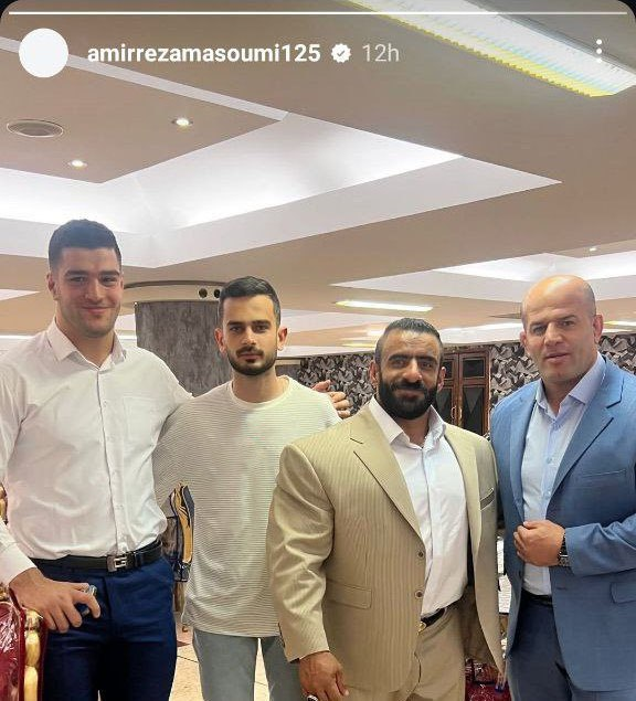 (عکس) هادی چوپان در کنار پدر و پسر کشتی ایران