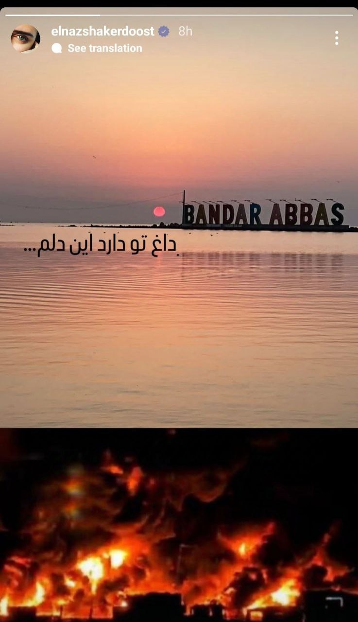 داغ الناز شاکردوست در پی حادثه بندرعباس